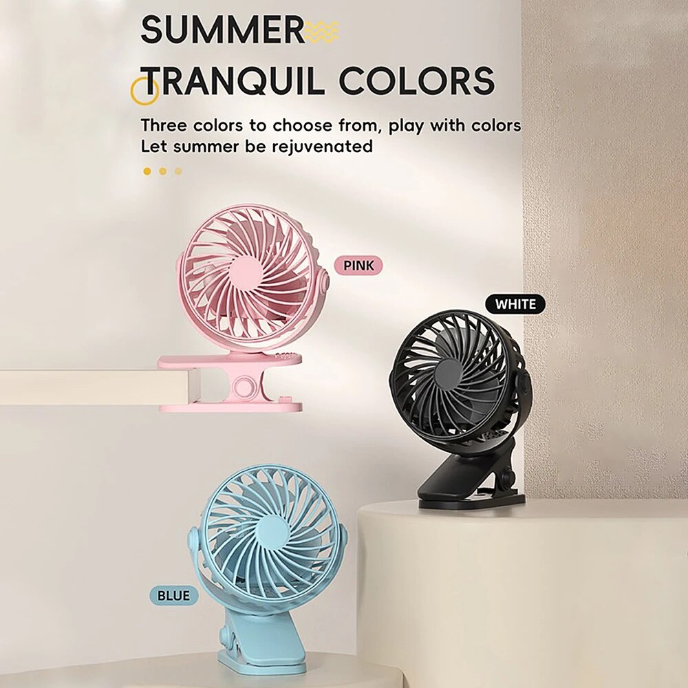 720° Rotatable Clip Fan with Night Light for Easy Portability