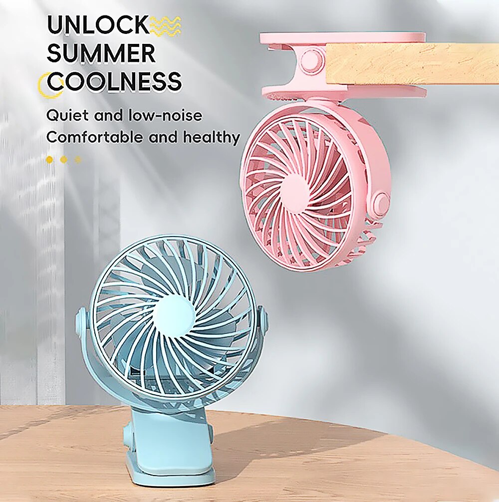 720° Rotatable Clip Fan with Night Light for Easy Portability